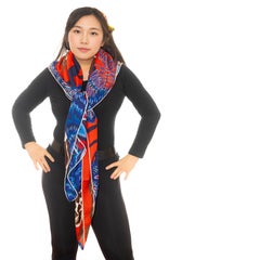 Auth. Hermes Shawl - The Three Graces - CS140 - Rouge Bleu Marron New Tag
