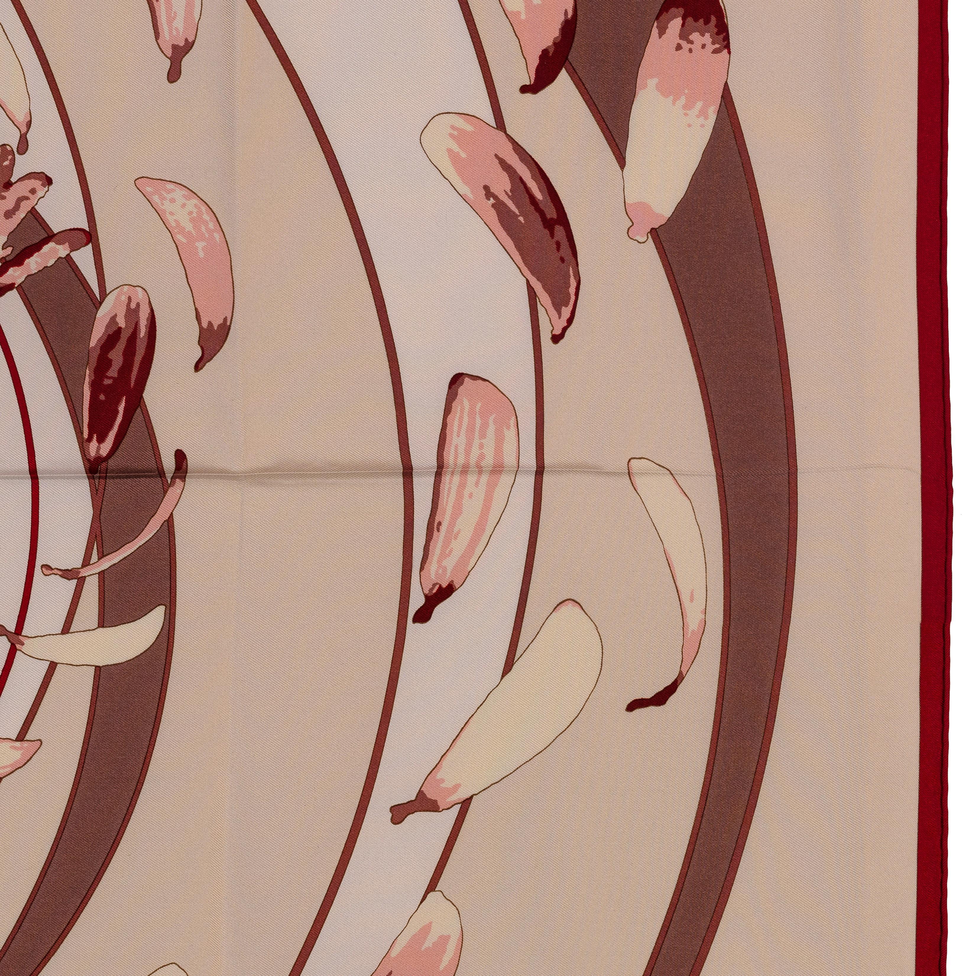 Auth. Hermes Silk Scarf Au Gré du Vent – Bordeaux Beige - Mint - Collector en venta 9