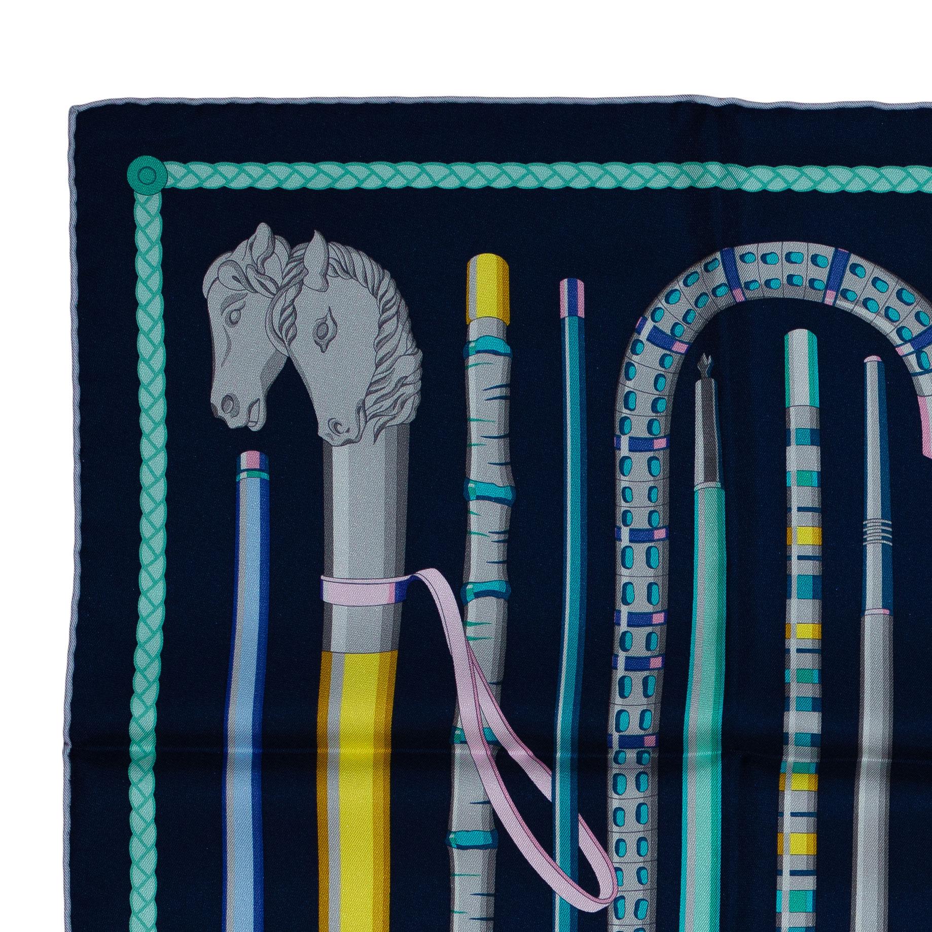 Auth. Hermes Silk Scarf Cannes et Cannes Black Brown NEW For Sale 2