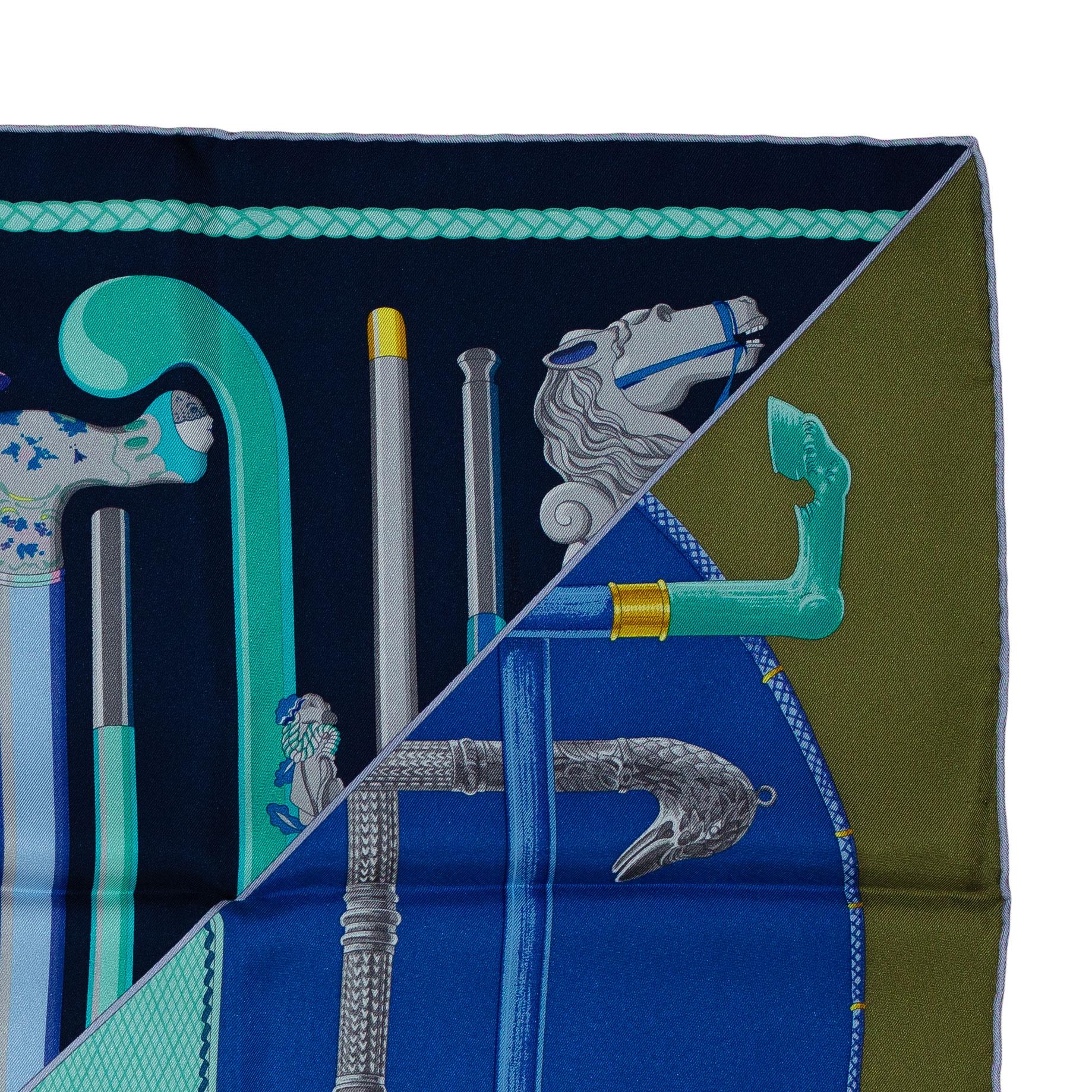 Auth. Hermes Silk Scarf Cannes et Cannes Black Brown NEW For Sale 4