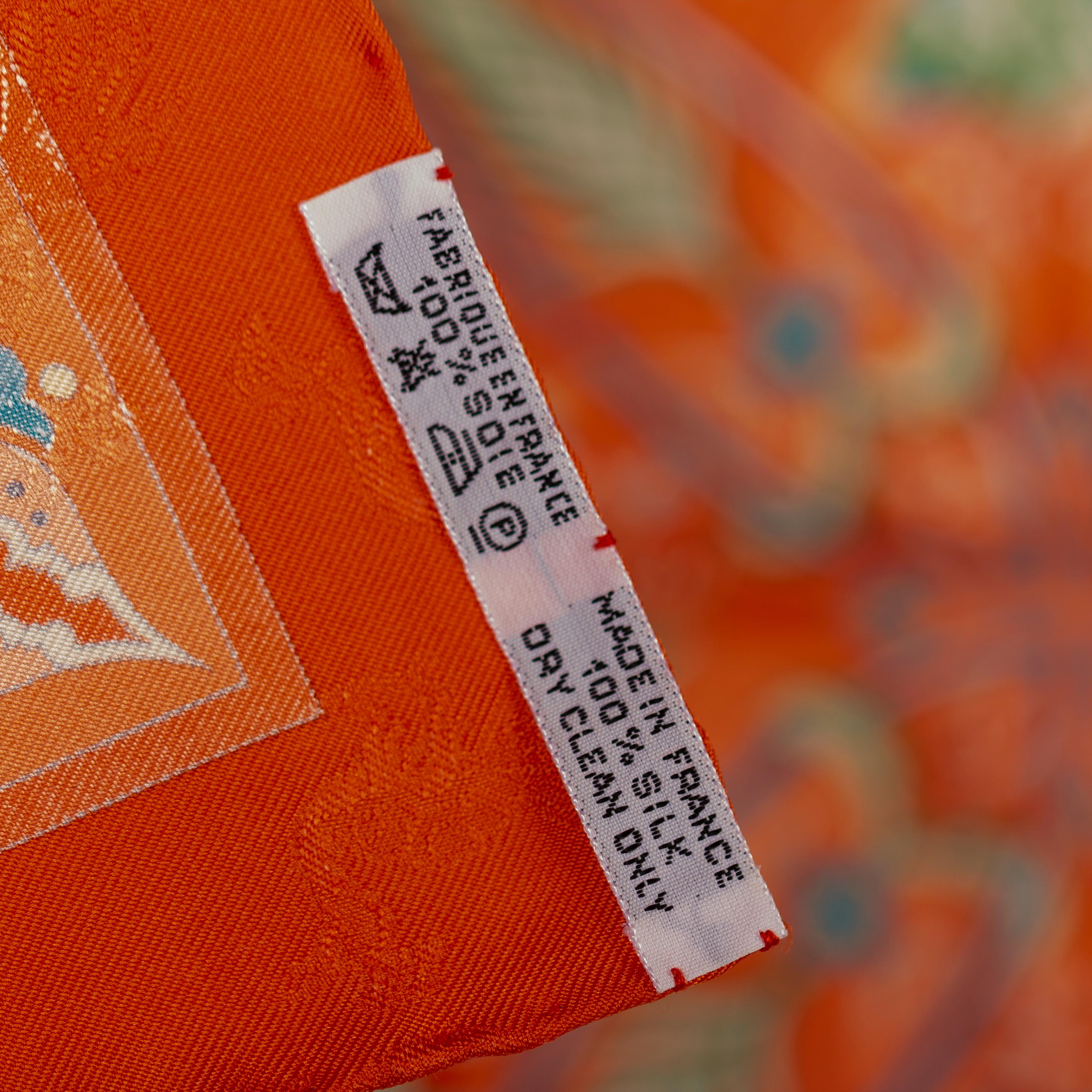 Ciels Byzantins - Jacquard - Orange White Cerulean - MWCT - 1912091833

Brand: Hermès
Type: Carré 90 Silk Jacquard
Artist : Julia Abadie
Size : 90x90 cm / 35in x 35in
Colour : Orange
Type : 100% Silk - Jacquard
Date : 1997
Condition : Mint with Care