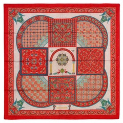 Auth. Hermes Silk Scarf Ciels Byzantins - Jacquard - Orange White Cerulean Mint!
