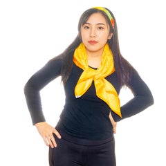 Auth. Foulard en soie Hermès - L'art d'écrire - Jaune-orange - Menthe - Pièce rare de collection !