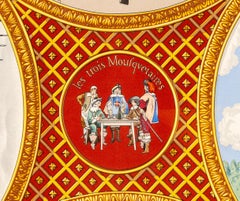 Auth. Hermes Silk Scarf Les Trois Mousquetaires - Red Burgundy - Collector!