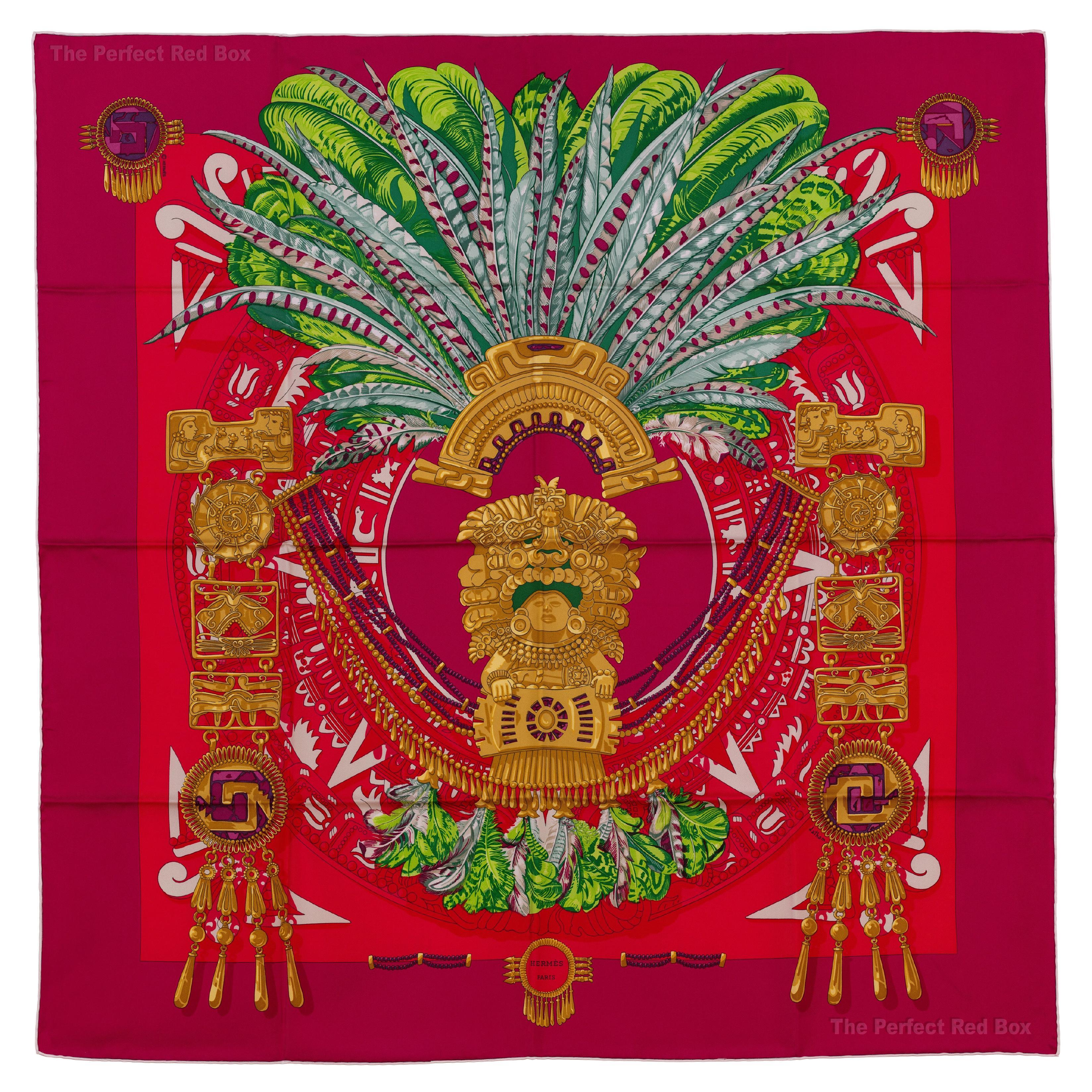 Auth. Hermes Silk Scarf Mexique – Red Green White - New Care Tag