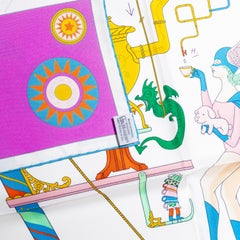 Auth. Hermes Silk Scarf Tea For Two - Blanc Cyclamen Multicolore - New Care Tag