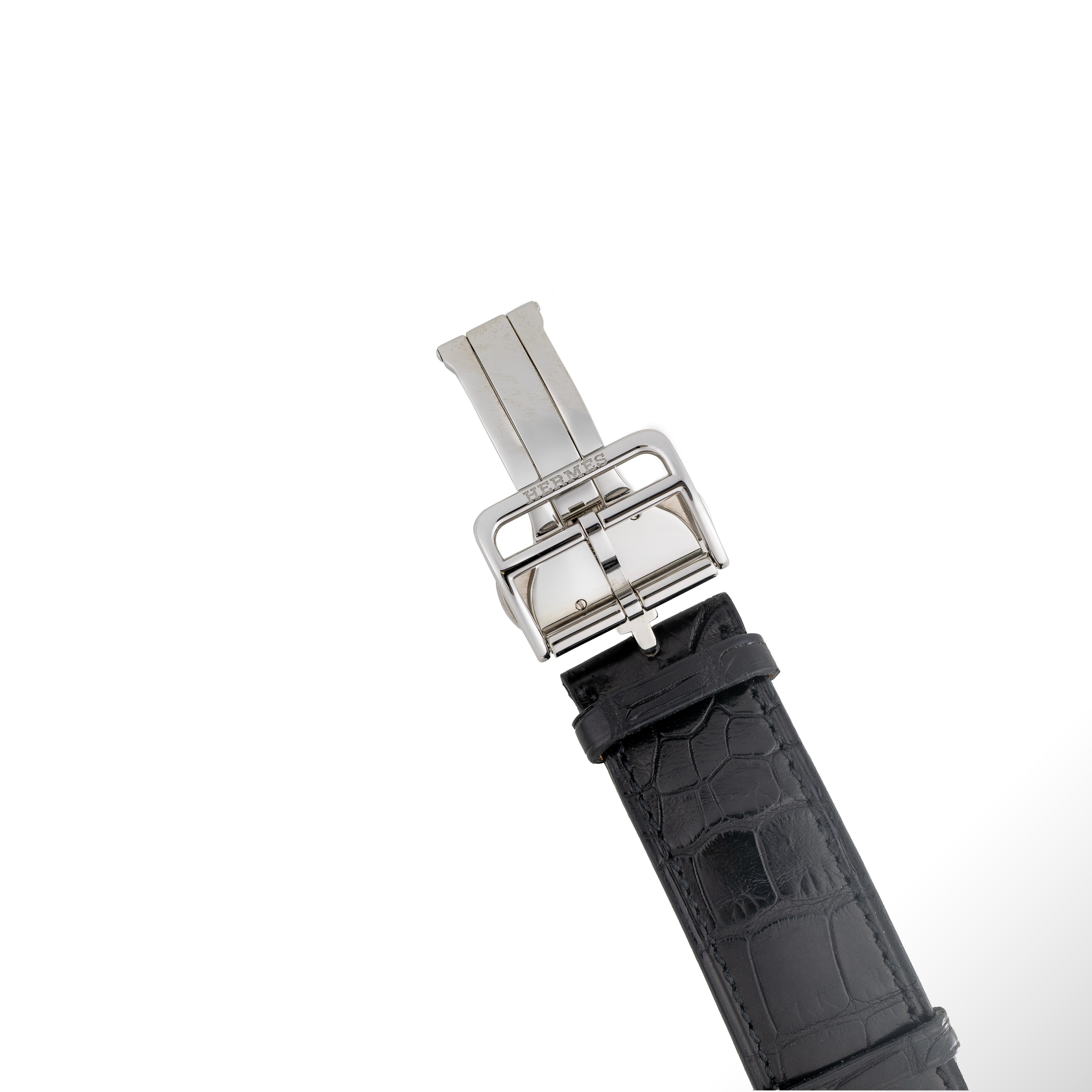 Aut. Reloj Hermes Clipper Grande Date H1 - SS - Correa de cocodrilo - NUEVO en venta 1