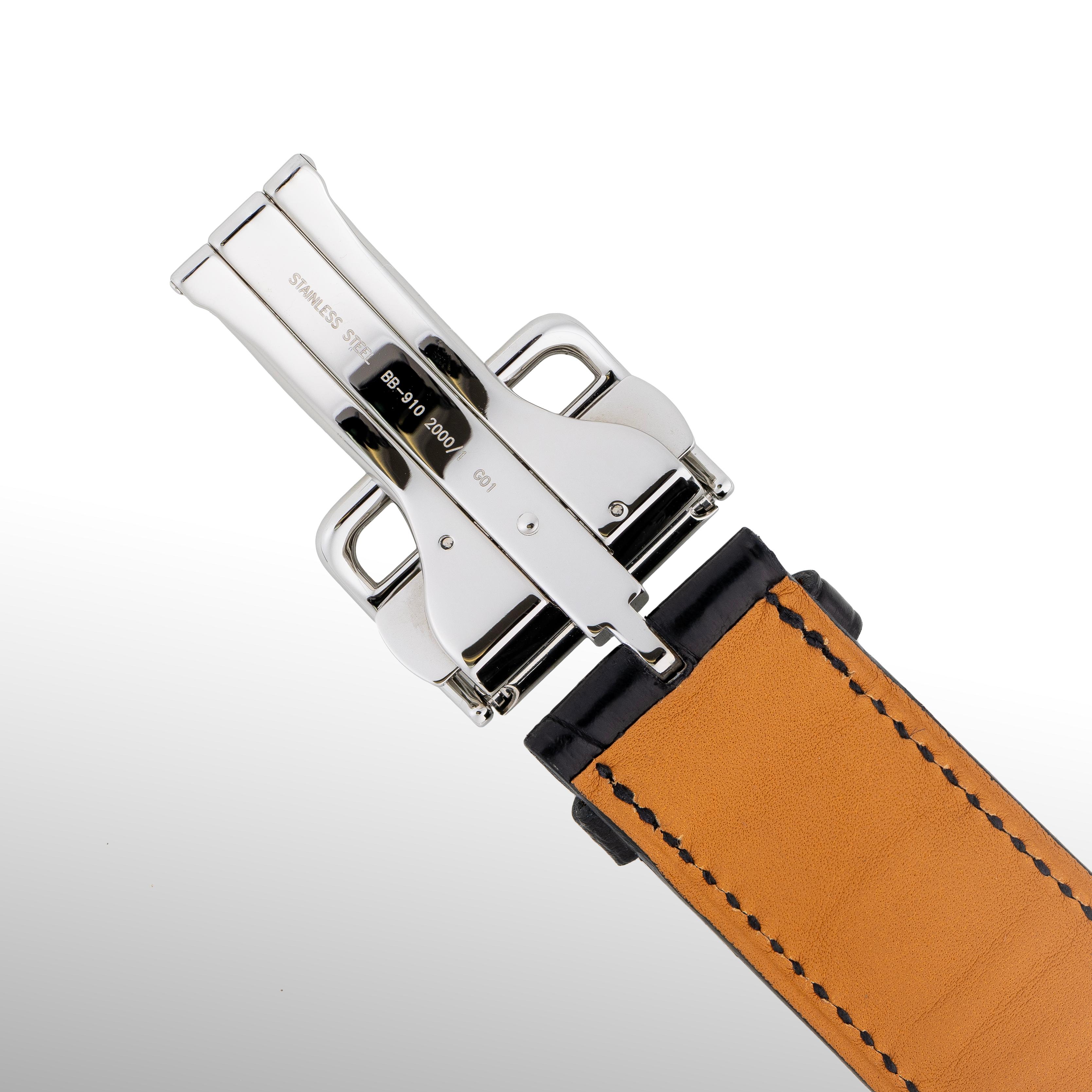 Aut. Reloj Hermes Clipper Grande Date H1 - SS - Correa de cocodrilo - NUEVO en venta 2