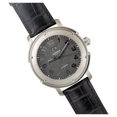 Auth. Hermes Watch Clipper Grande Date H1 - SS - Croco Strap - NEW