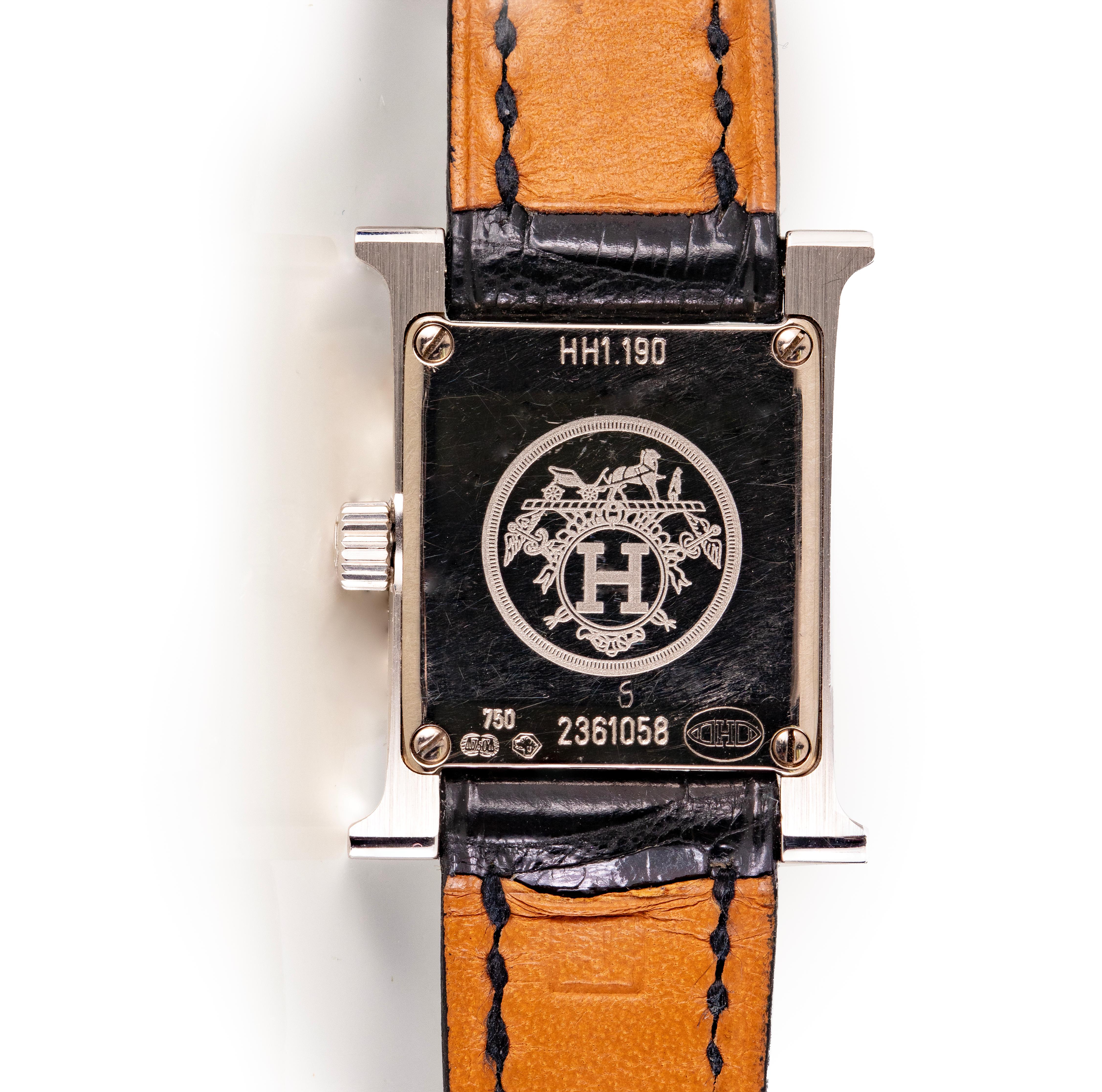 Femenino o masculino Aut. Reloj Hermes Heure MINI Lady Oro 950 - Diamantes - Croco NWOTS ¡¡¡RARO!!! en venta