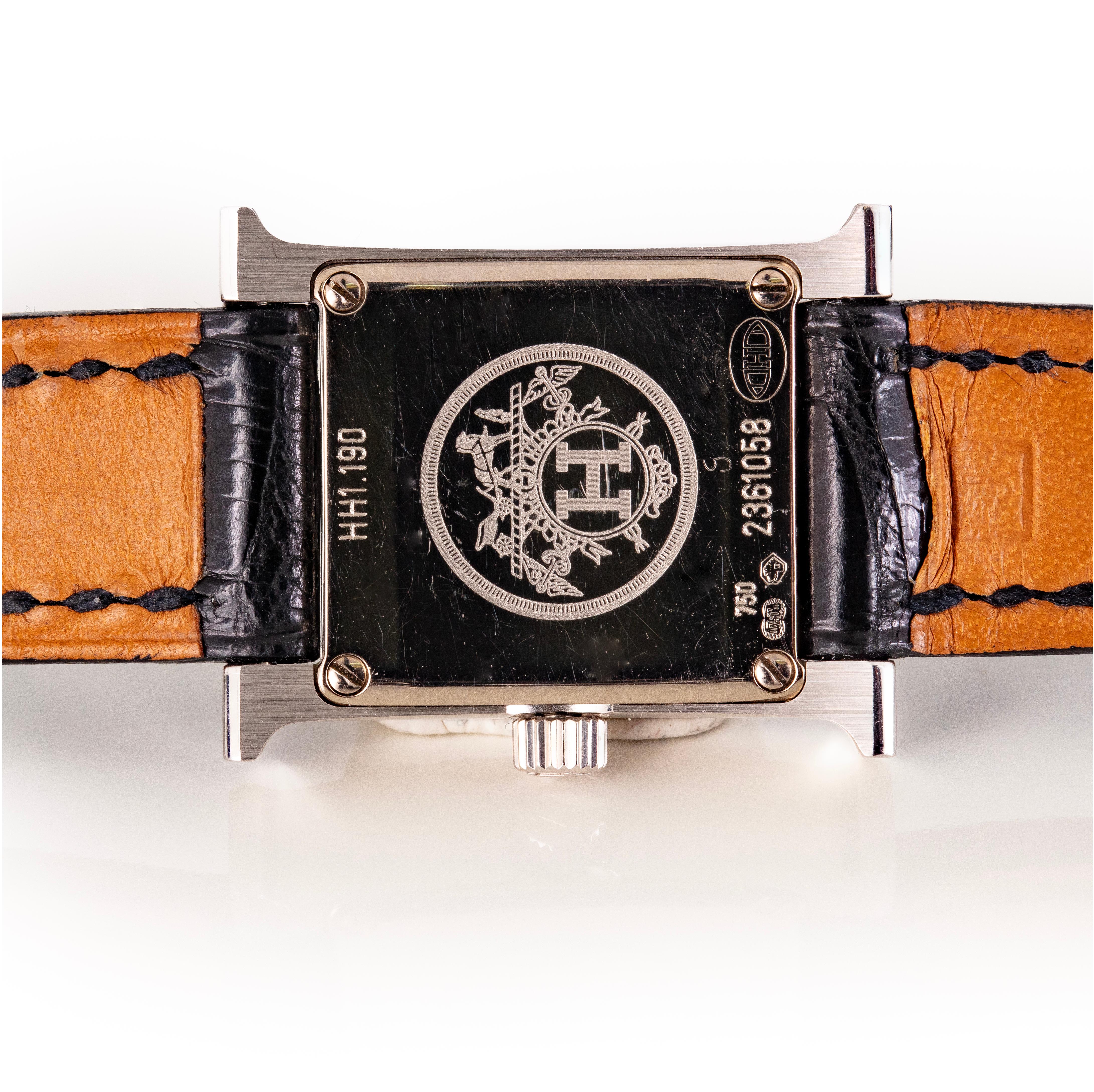 Aut. Reloj Hermes Heure MINI Lady Oro 950 - Diamantes - Croco NWOTS ¡¡¡RARO!!! en venta 2