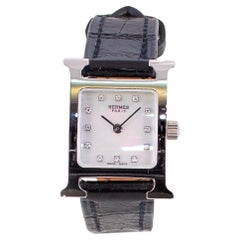 Aut. Reloj Hermes Heure MINI Lady Oro 950 - Diamantes - Croco NWOTS ¡¡¡RARO!!!