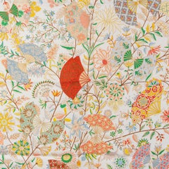 authentic HERMES white red FLEURS ET PAPILLONS DE TISSUS 90 silk twill Scarf