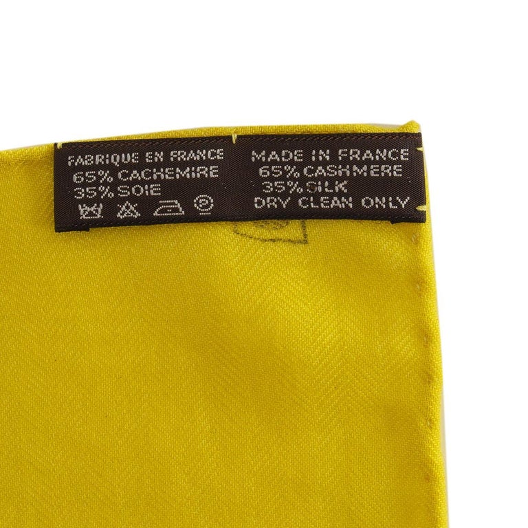 auth HERMES yellow black CUIRS DE DESERT DETAILS 140 cashmere silk ...