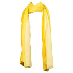 auth HERMES yellow & passionfruit cashmere PLUME STOLE Shawl Scarf