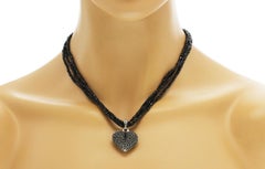 Auth King Baby 925 Silver and Spinel Industrial Texture Heart Necklace