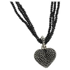 Collier en forme de cur Auth King Baby 925  texture industrielle en argent et spinelle