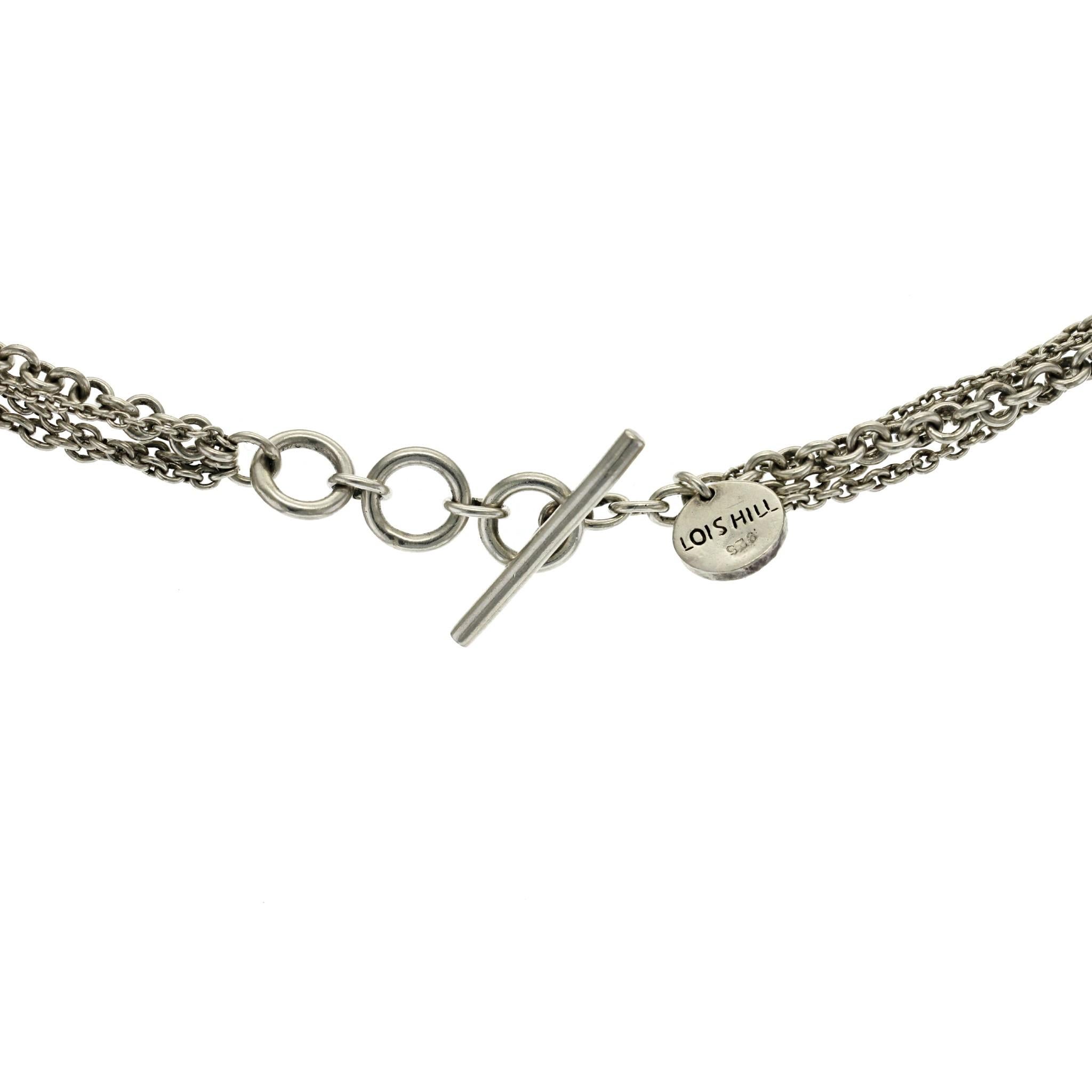da uomo o donna Auth Lois Hills 925 Argento Sterling Silver 4 Row Chain Beaded Necklace Size 17