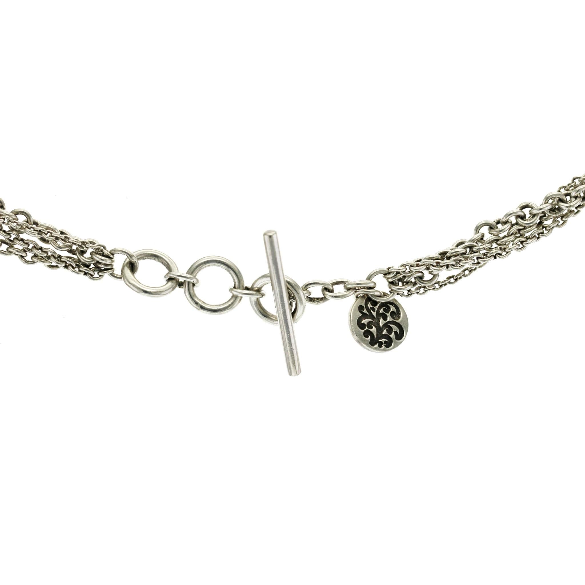 Auth Lois Hills 925 Argento Sterling Silver 4 Row Chain Beaded Necklace Size 17