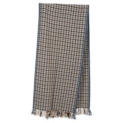 auth LORO PIANA beige bleu crème noir cachemire HOUNDSTOOTH Echarpe Muffler