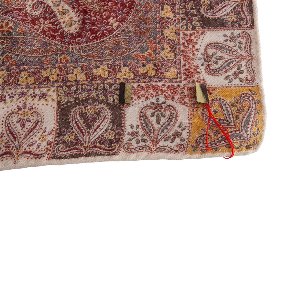auth LORO PIANA burgundy & brown cashmere PAISLEY Shawl Scarf 1