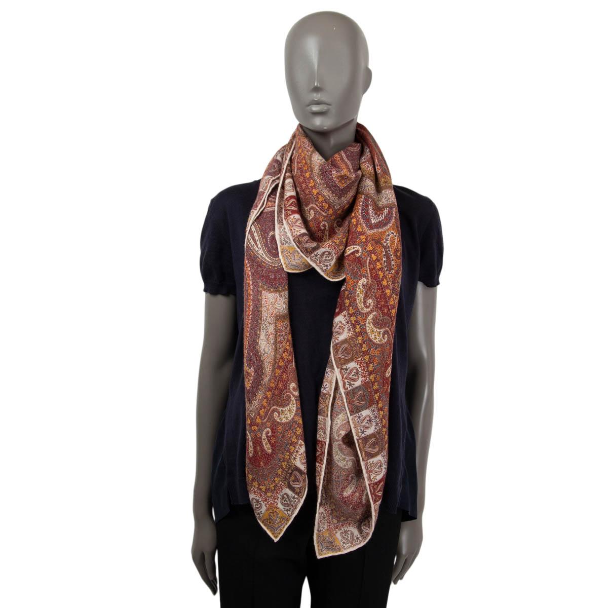 auth LORO PIANA burgundy & brown cashmere PAISLEY Shawl Scarf 2