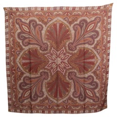 auth LORO PIANA burgundy & brown cashmere PAISLEY Shawl Scarf