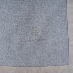 auth LORO PIANA gris brezo cachemira SUEDE TRIM Manta Bufanda