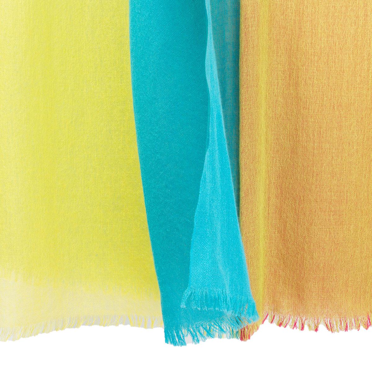 auth LORO PIANA multicolored STRIPED cashmere & silk Shawl Scarf In Excellent Condition For Sale In Zürich, CH