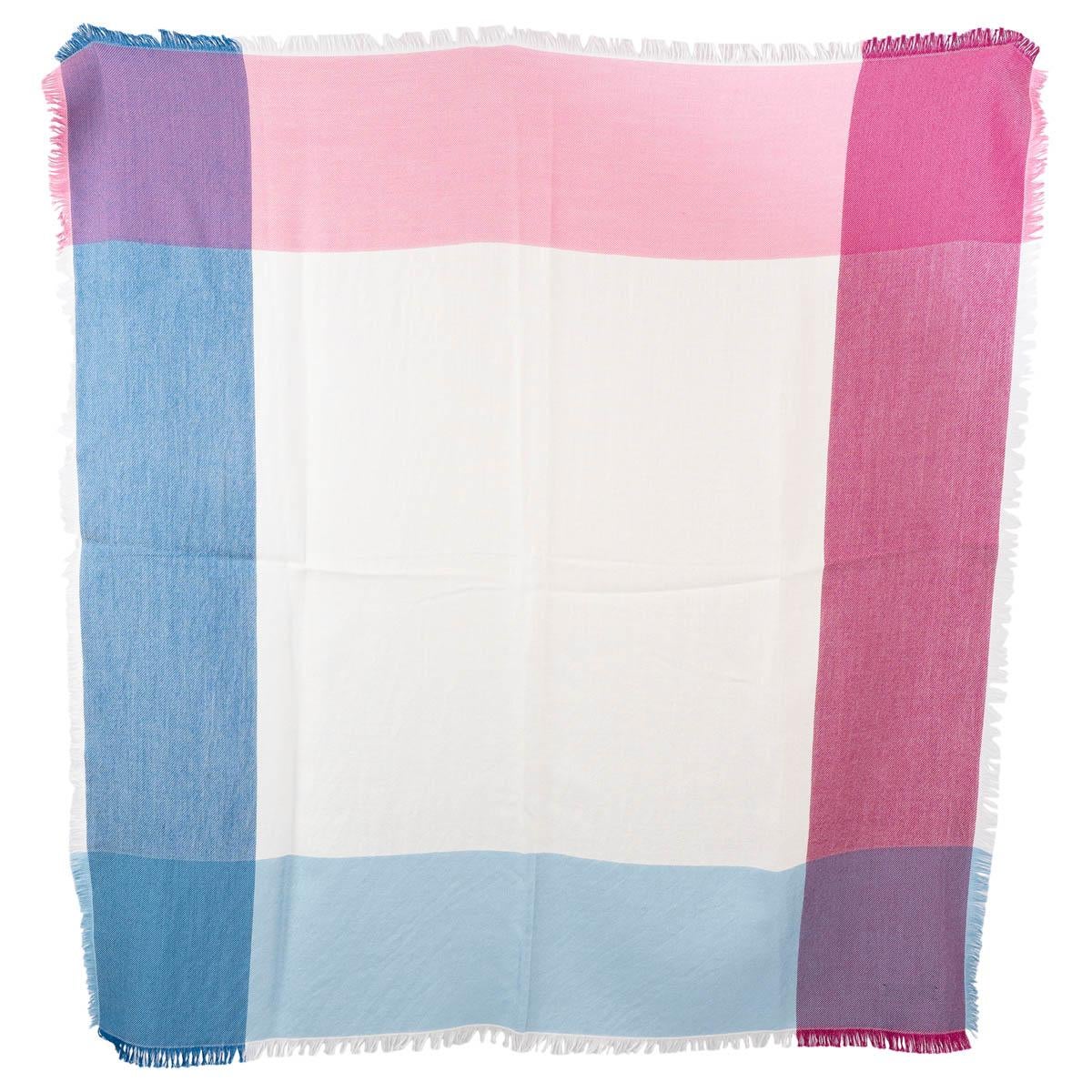 auth LORO PIANA pink blue cashmere silk QUADRILATERO DEL SILENZIO 90 Shawl Scarf For Sale