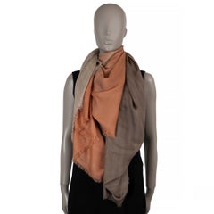 auth LORO PIANA taupe to orange cashmere & silk OMBRE Shawl Scarf