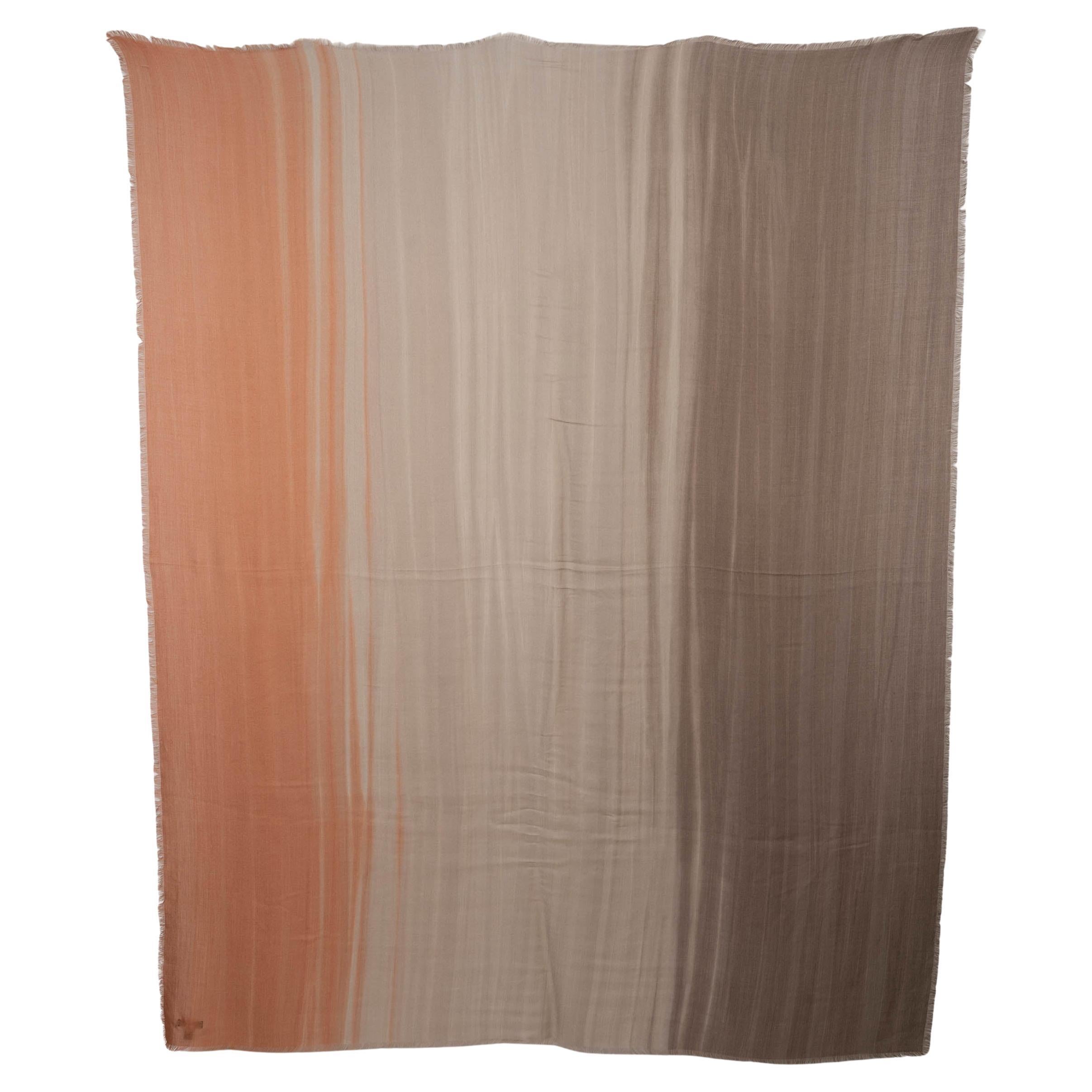 auth Loro Piana sciarpa scialle in cachemire e seta OMBRE dal colore tortora all'arancione