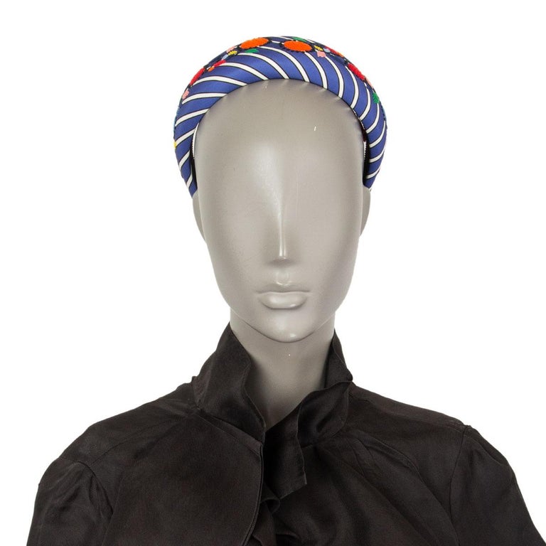 Prada Embroidered Logo Bandana in Blue Prada Embroidered-Logo Fringed Scarf - Blue | Editorialist main image 2