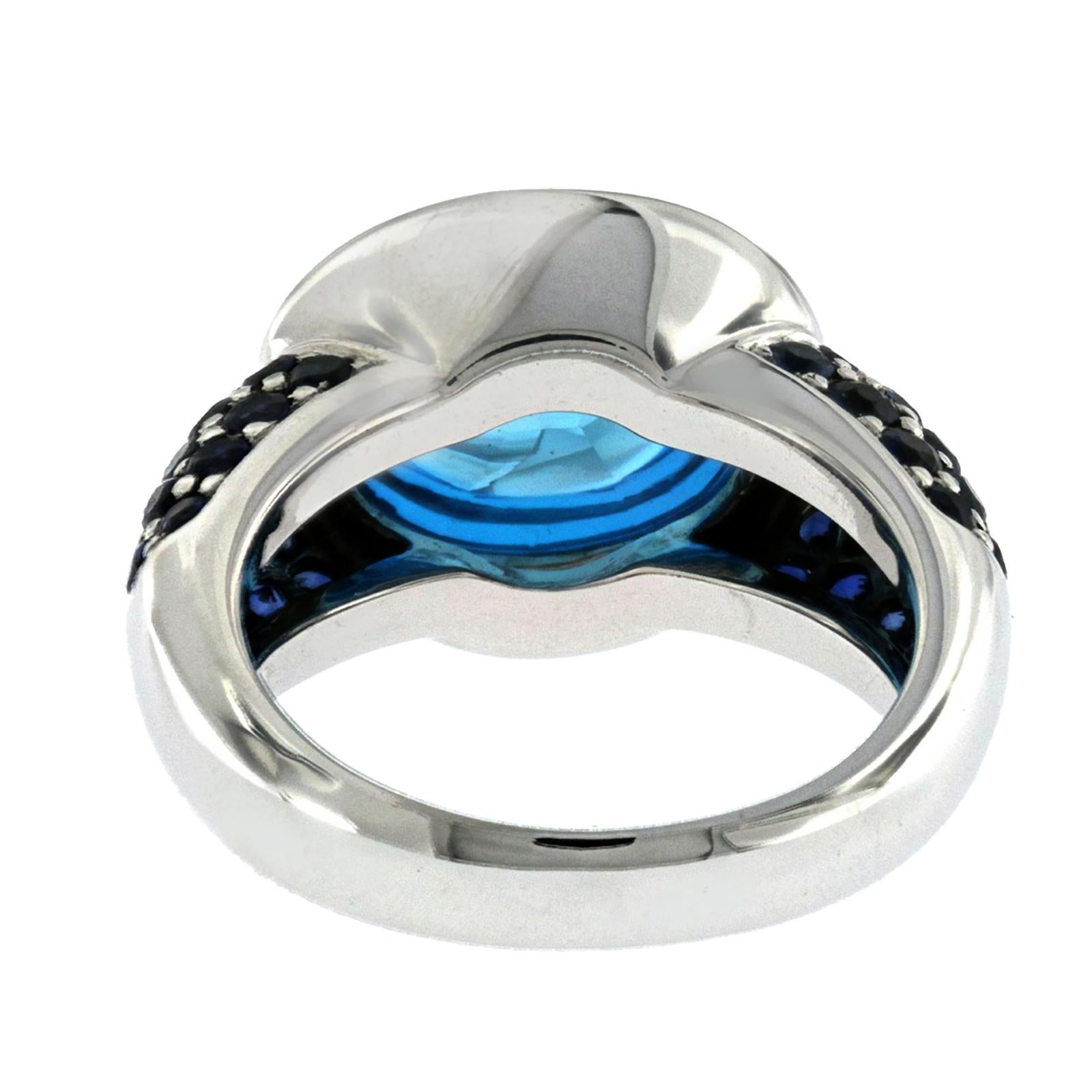 Auth Roberto Coin 18 Karat White Gold Blue Sapphire and Blue Topaz Ring 1