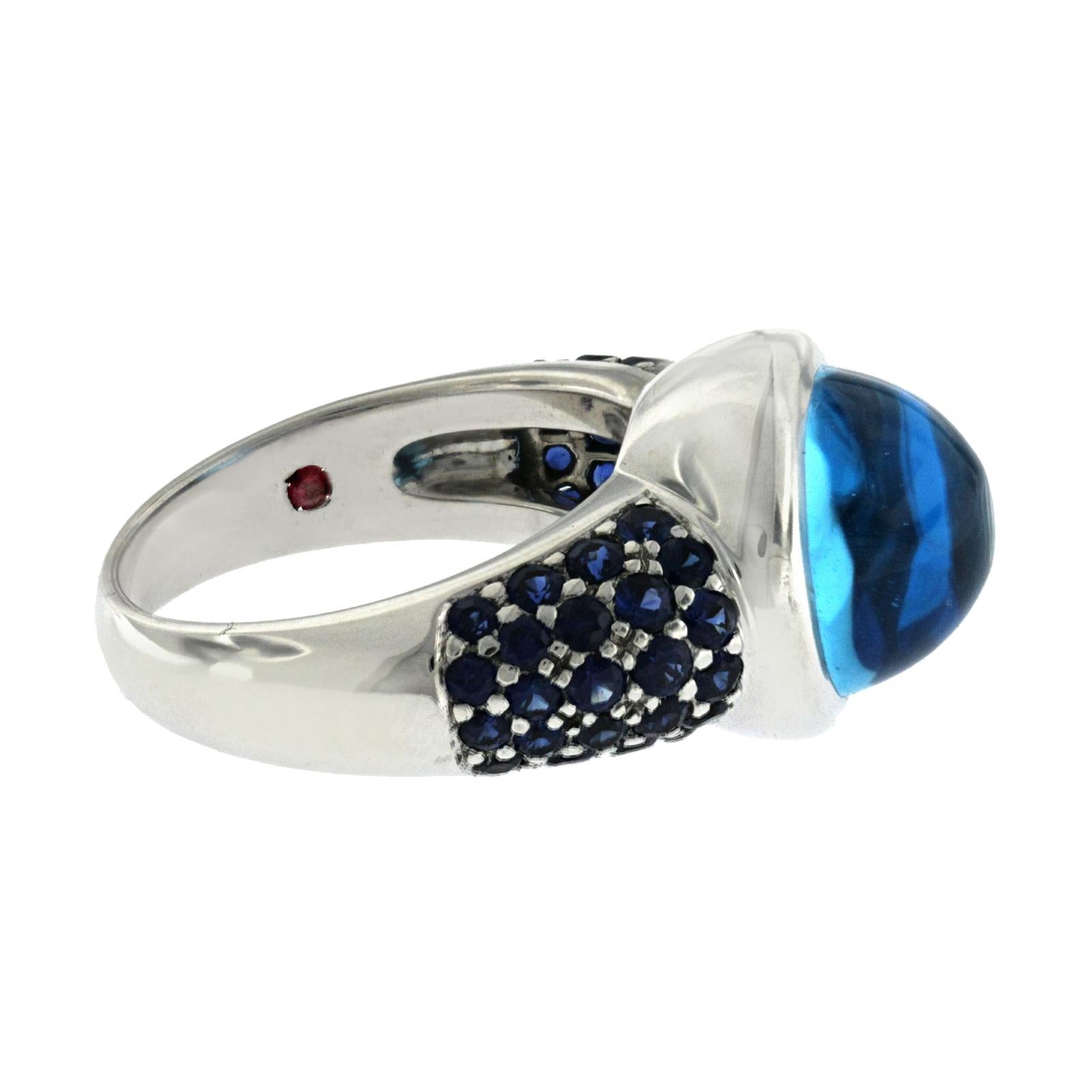 Auth Roberto Coin 18 Karat White Gold Blue Sapphire and Blue Topaz Ring 2