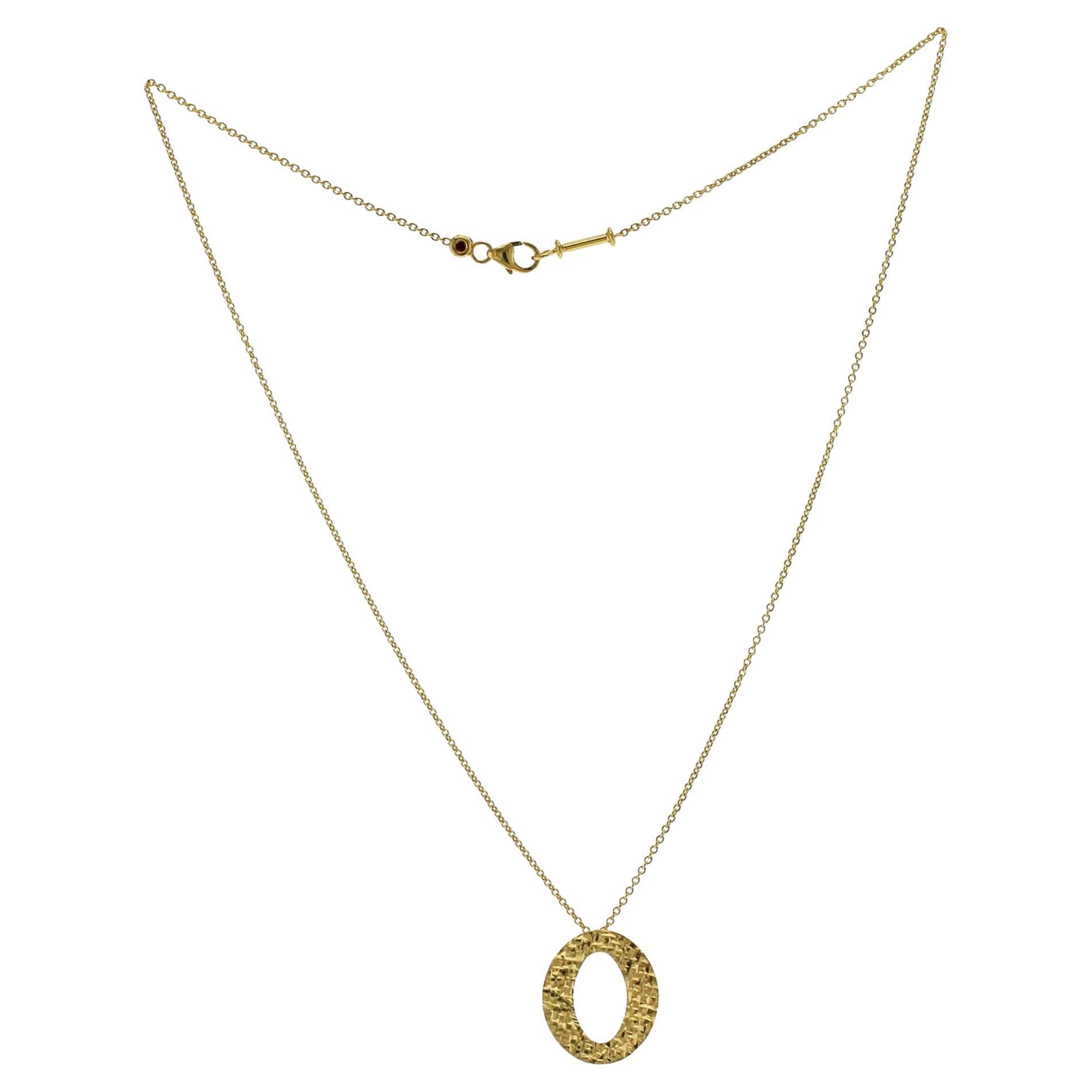 Auth Roberto Coin 18K Gelbgold Chic & Shine Oval Halskette Größe 17"