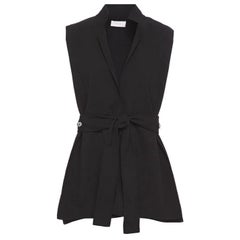 auth The Row Frieden Belted Wool-Blend Crepe Vest Top size S Black Quiet Luxury