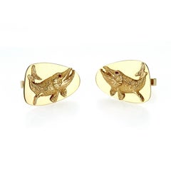 Auth Tiffany & Co. Gemelli a forma di pesce in oro giallo 14 carati