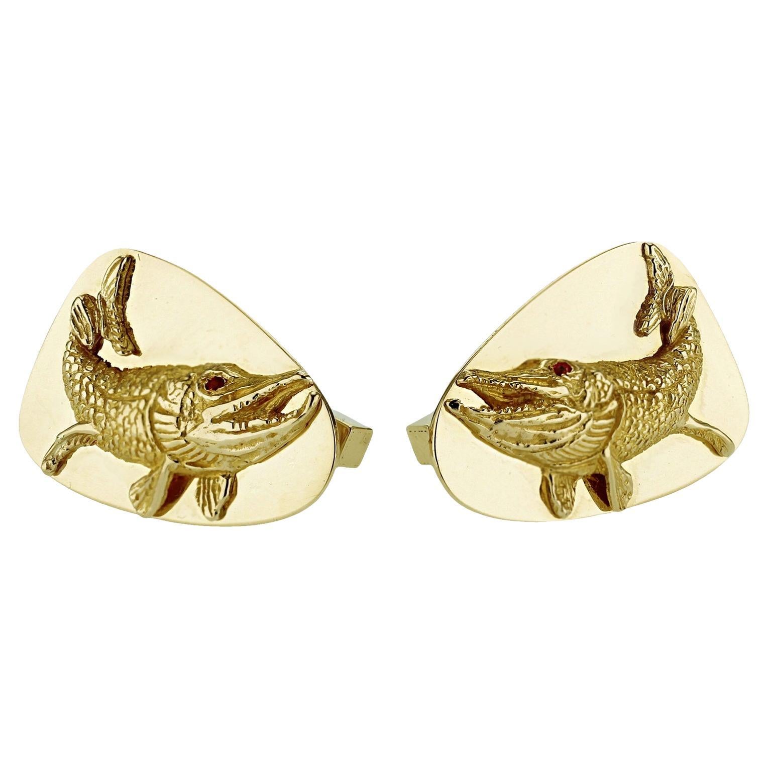 Auth Tiffany & Co Gemelos Pez Oro Amarillo 14K