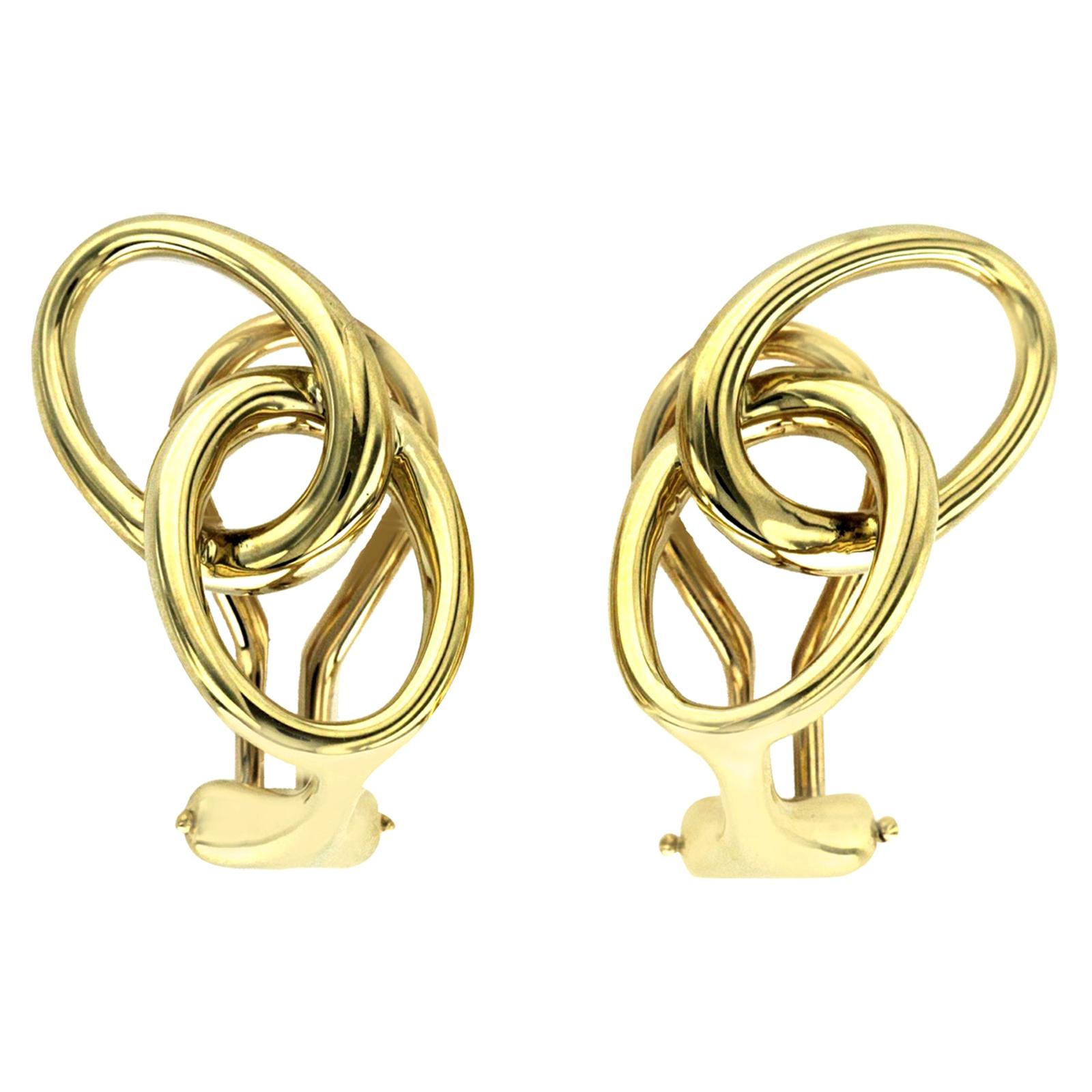 Auth Tiffany and Co. 18 Karat Yellow Gold Oval Link Earrings For Sale