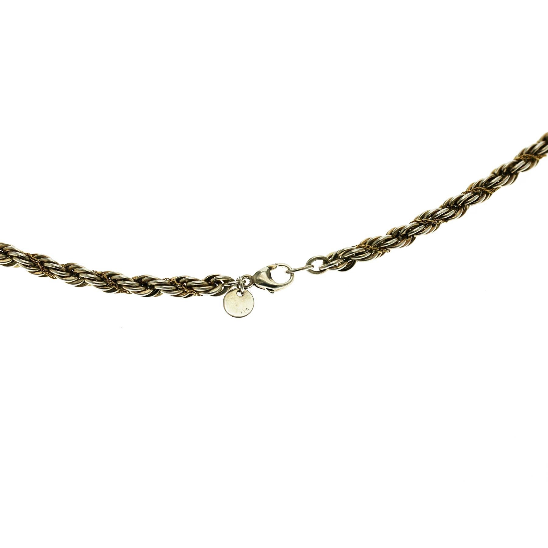 Auth Tiffany & Co. Oro 18K e Argento 925 4,5 mm Catena a Corda Misura 22