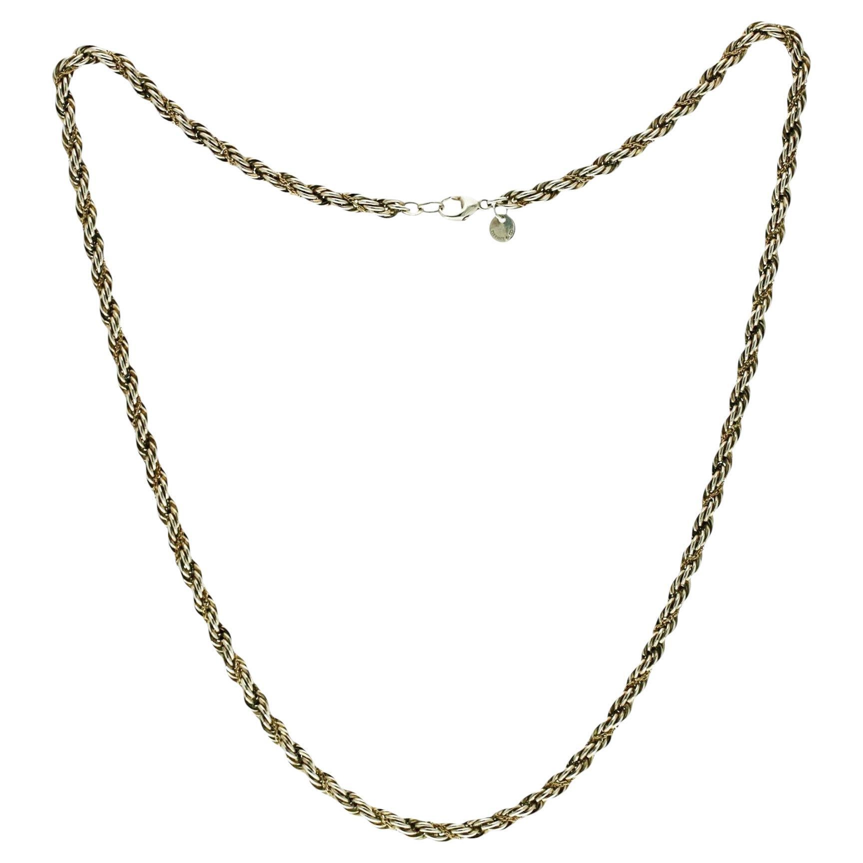 Auth Tiffany & Co. Oro 18K e Argento 925 4,5 mm Catena a Corda Misura 22"