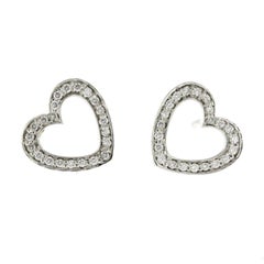 Authentische Tiffany & Co. Herz-Ohrstecker aus 18 Karat Weißgold mit Diamanten