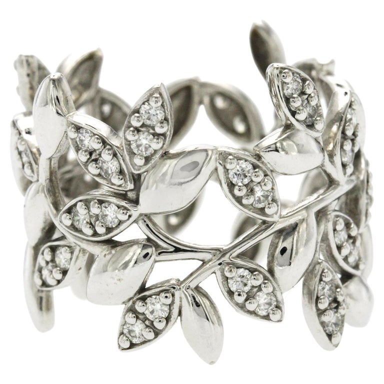 Auth Tiffany and Co, 18K White Gold Paloma Picasso Olive Leaf Diamond Ring  For Sale at 1stDibs | tiffany olive leaf ring, tiffany leaf ring, olive leaf  ring tiffany
