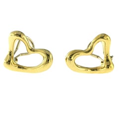 Auth Tiffany & Co. 18 Karat Gelbgold Elsa Peretti Offene Herzohrringe
