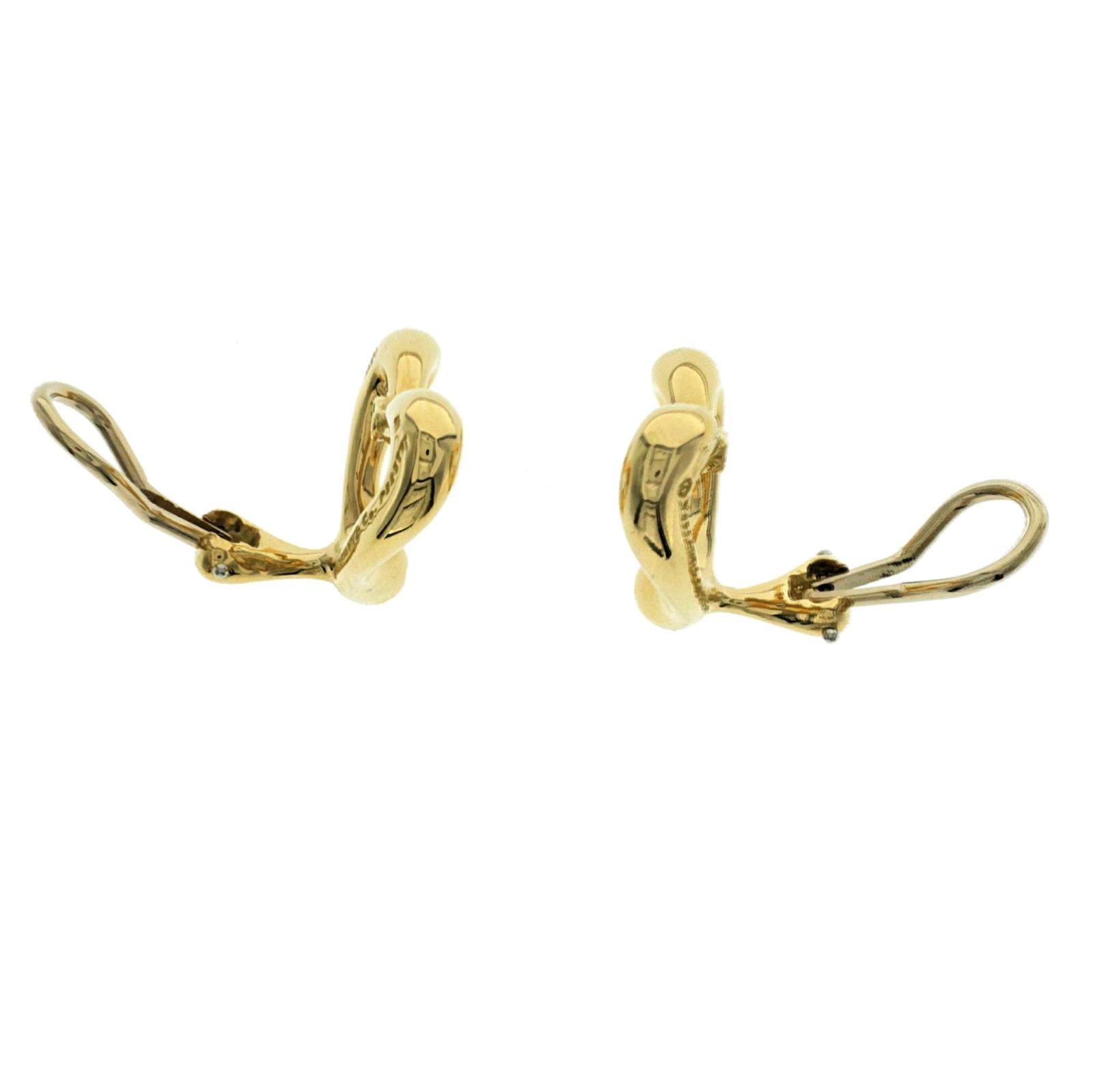 Women's Auth Tiffany & Co. 18 Karat Yellow Gold Elsa Peretti Open Heart Earrings For Sale