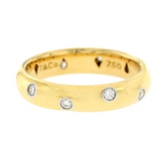 Authentic Tiffany & Co. 18 Karat Yellow Gold Platinum Diamonds Etoile Band Ring
