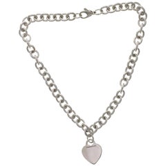 Auth Tiffany & Co. 925 Sterling Silver Heart Tag Link Necklace