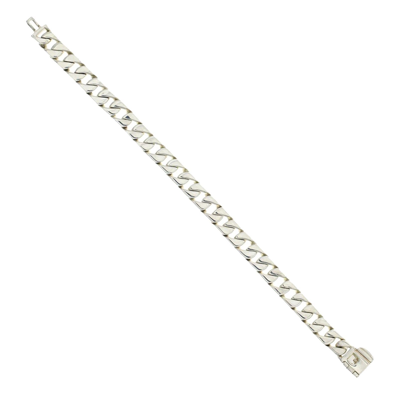 Authentic Tiffany & Co. 925 Sterling Silver Men's Curb Link Bracelet In Good Condition In Los Angeles, CA