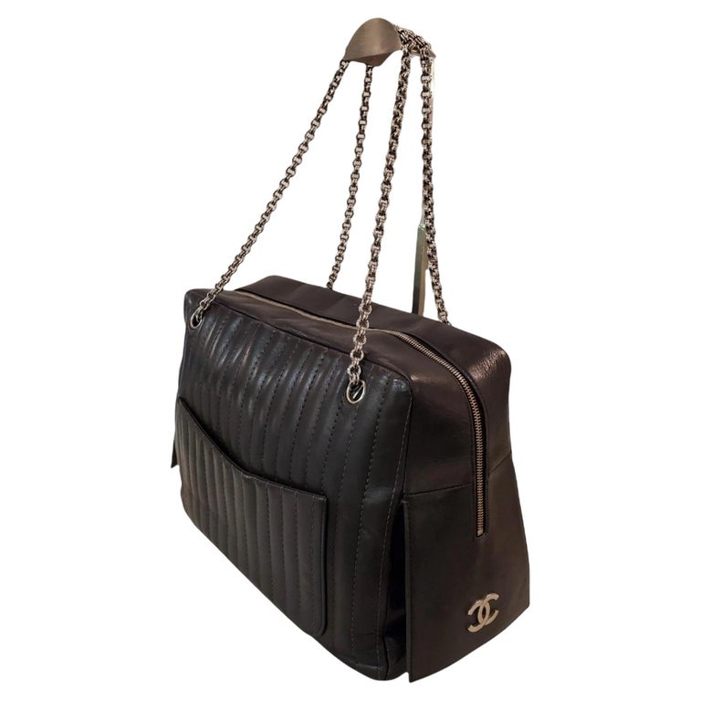 Mademoiselle Lock Shoulder Bag in Calfskin, Silver Hardware